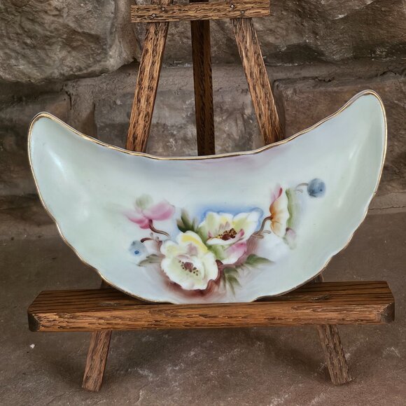 Lefton "TO A WILD ROSE" Half Moon Side Bone Dishes Set of 4 - Picture 4 of 8